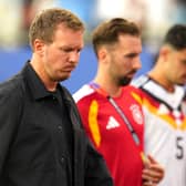 Germany manager Julian Nagelsmann appears dejected after defeat at the 2026 World Cup