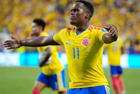 Colombia’s Jhon Arias celebrates his early goal