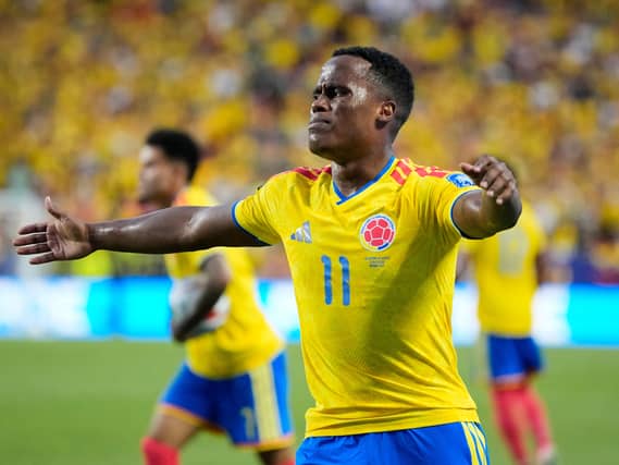 Colombia’s Jhon Arias celebrates his early goal