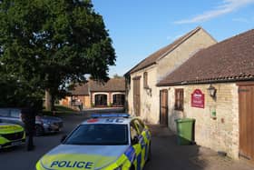 Police at Johnson’s of Old Hurst, in Huntingdonshire, last month