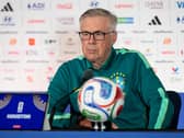 Brazil head coach Carlo Ancelotti speaks during a press conference at the 2026 World Cup