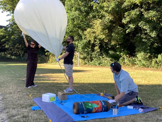The balloon was launched from the playing field at Coleham Primary School.