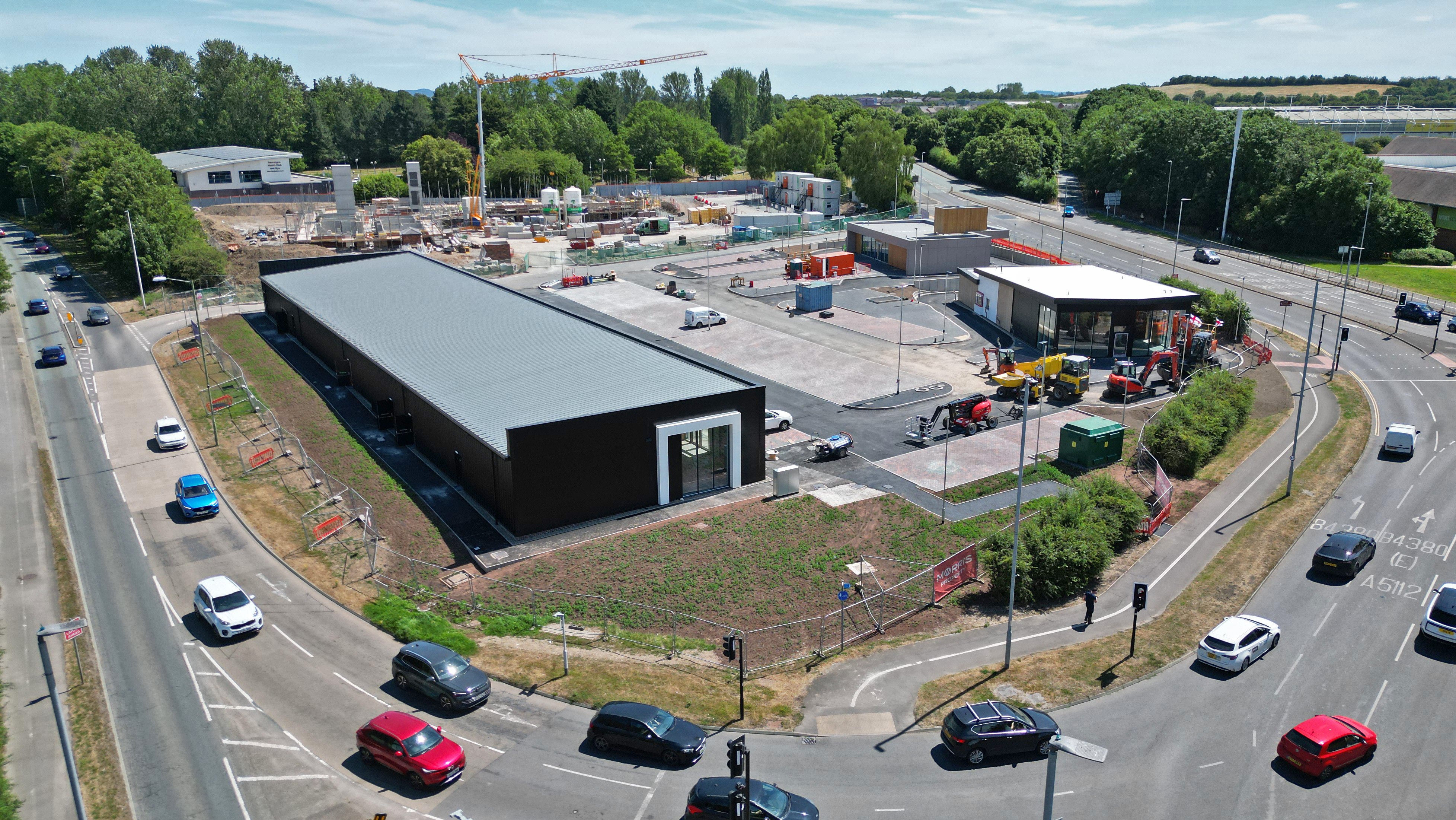 Neuer Einzelhandelspark in Shrewsbury mit Starbucks und KFC auf ehemaligem ...