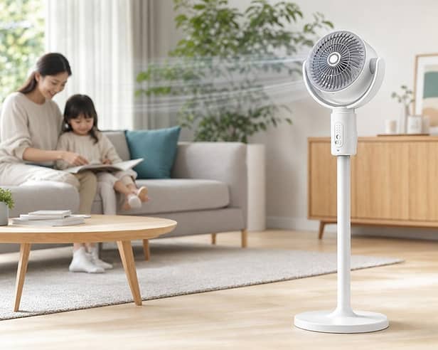 The Obero adjustable oscillating fan is designed for bedrooms, home offices and living spaces