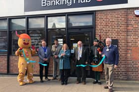 Helen Morgan MP opening a similar Banking Hub branch in Market Drayton in April this year.