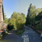 The path is pictured to the left in School Lane at Cherry Tree Hill, Coalbrookdale