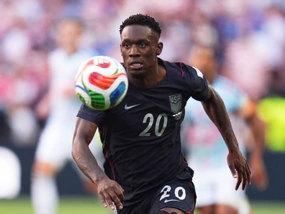 United States striker Folarin Balogun pictured in action against Belgium in a World Cup last 16 match in Seattle