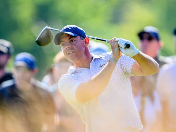 Rory McIlroy tees off