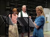 The Duchess of Edinburgh recording her segment for the long-running radio drama