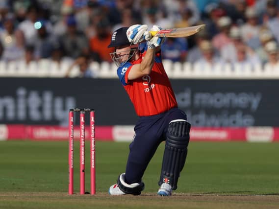 Harry Brook in action for England