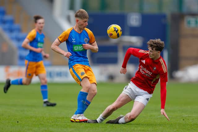 Haydn Lewis in action for Shrewsbury Town under-18s against Salford City