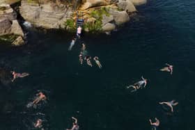 People cooling off at the Forty Foot