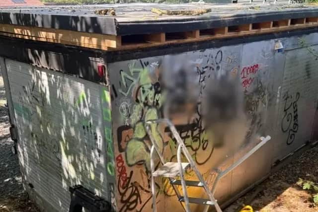 The vandalised kiosk