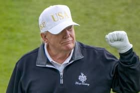US President Donald Trump at the New Course, the second championship course at Trump International Golf Links