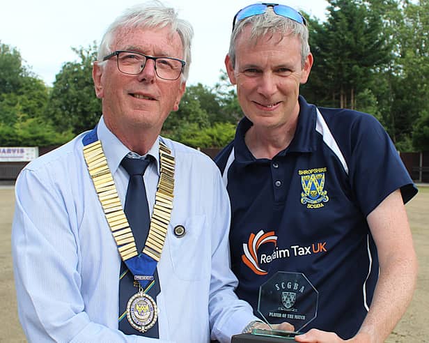 Home star – man of the match award winner Spencer Clarke with County President Andy Jones 