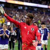 Zion Suzuki #1 of Japan acknowledges fans after the 1-1 draw in the FIFA World Cup 2026 Group F match between Japan and Sweden at Dallas Stadium on June 25, 2026 in Arlington, Texas. (Photo by Molly Darlington/Getty Images)