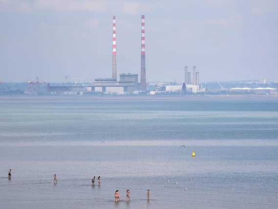 People in the sea at Dun Laoghaire, Co Dublin