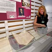 Archivist Sarah Roberts with rare Iron Bridge documents which are on now on display at the Coalbrookdale Museum of Iron.