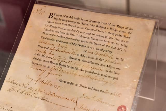 The 1777 Iron Bridge share certificate.