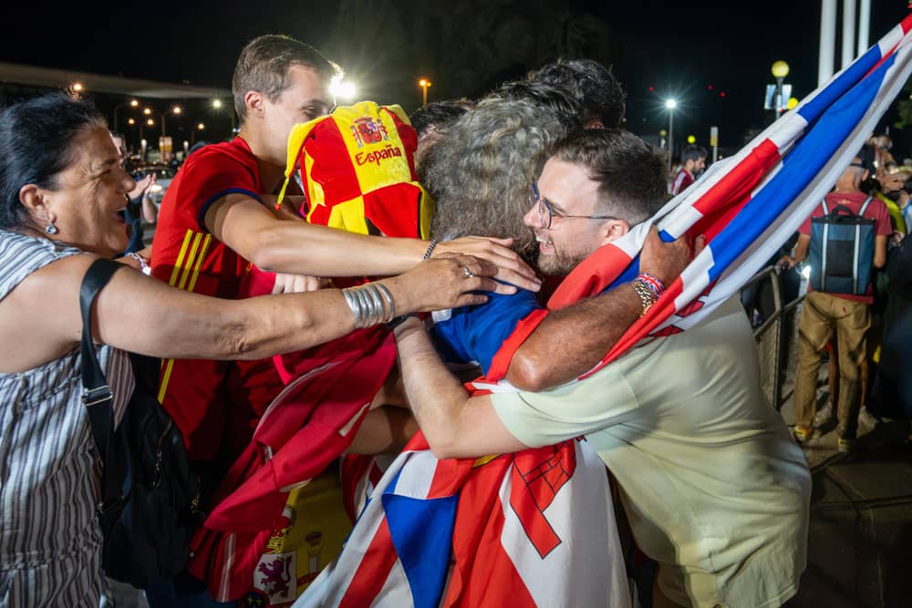 British and Spanish nationals celebrate