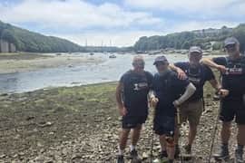 From left Chris Tew, Andy Thomas, Ieaun Evans MBE and Wynne Harries doing Walk of Wales for Prostate Cymru