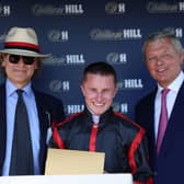 (left to right) Owner George Waud, jockey Tom Marquand and trainer William Haggas