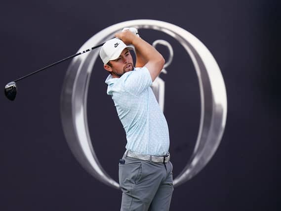 Alex Fitzpatrick of England tees off at The Open