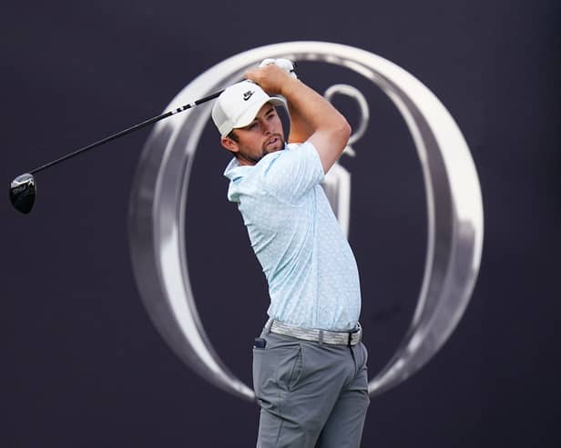 Alex Fitzpatrick of England tees off at The Open