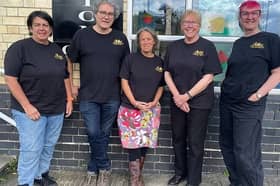 Left to right: Here Be Dragons committee members Denise Harrison, Geraint Edwards, Sarah Hill, Carol Frewin and Jane Mason 