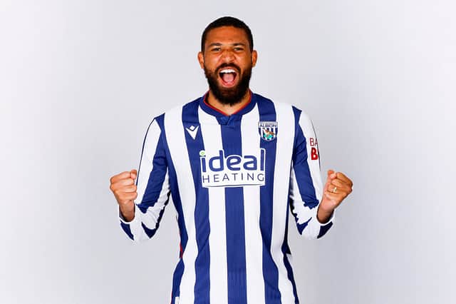 Albion's George Campbell in the club's new 2026/27 home kit