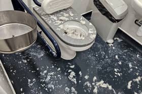 The state left at Station Crescent toilets in Llandrindod Wells after the latest vandalism