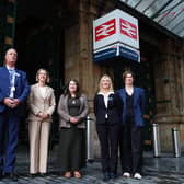 Jenny Gilruth and others outside Glasgow Central Station