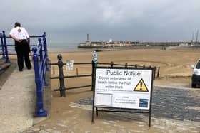 A sign at Margate Main Sands, informing people not to use the beach