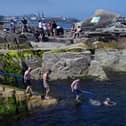 People cooling off at the Forty Foot