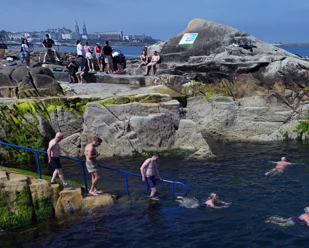 People cooling off at the Forty Foot