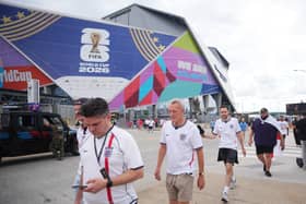 England fans leave the stadium in Atlanta after England's defeat to Argentina