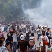 Supporters of the Cockroach Janta Party attempt to march to India’s Parliament