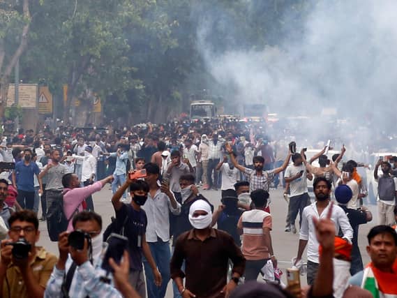 Supporters of the Cockroach Janta Party attempt to march to India’s Parliament