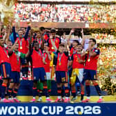 Spain celebrating their win in Sunday's World Cup final
