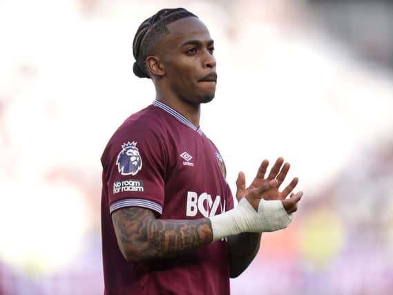 Crysencio Summerville claps his hands together during a game for West Ham