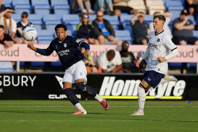 Arkell Jude-Boyd works the box for Shrewsbury Town