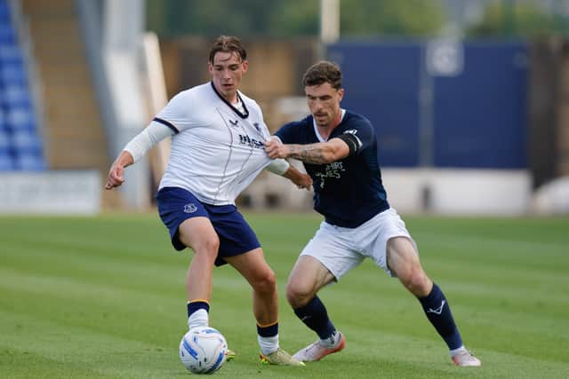 Josh Ruffels in action for Shrewsbury Town against Everton Under-21s
