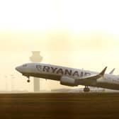 A Ryanair plane taking off