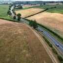 Aerial pics over fields off the Bridgnorth Road, near Claverley showing how yellow the fields have become due to lack of rain.