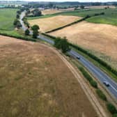 Aerial pics over fields off the Bridgnorth Road, near Claverley showing how yellow the fields have become due to lack of rain.