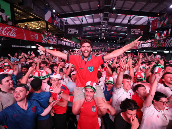 Fans watching England v Mexico