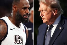 Composite image of LeBron James, left, and Donald Trump
