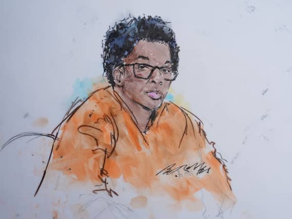 Court sketch of D4vd