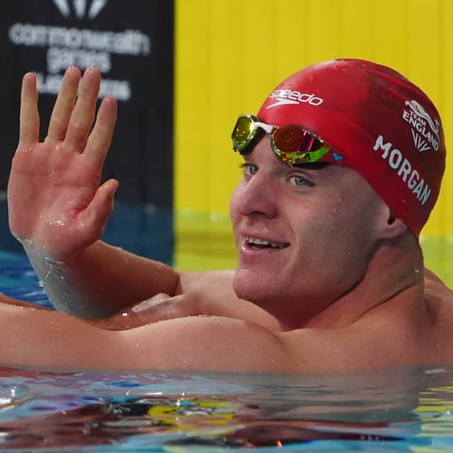 Ollie Morgan during the 200m backstroke at the Commonwealth Games in Glasgow