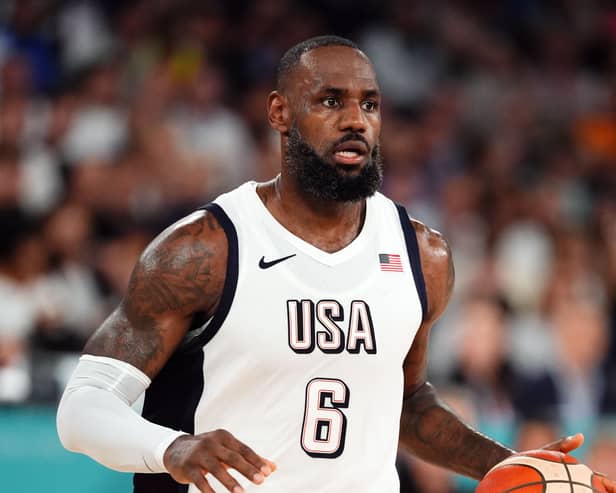 Lebron James in action at the Paris Olympics